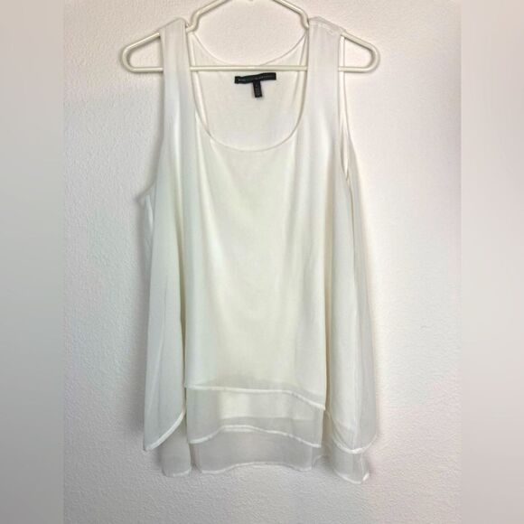 WHBM white chiffon layered longer sleeveless blouse - Picture 1 of 8